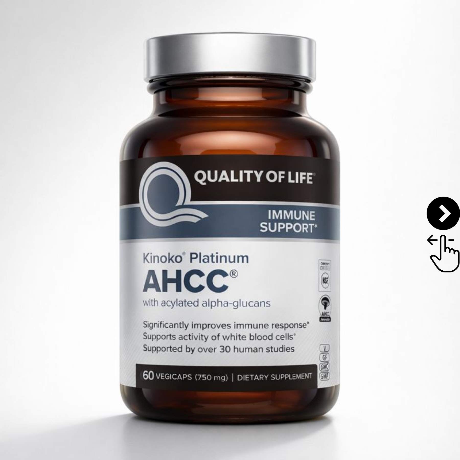 AHCC®-ELIMINADOR DE VERRUGAS CAUSADAS POR EL VPH (60 cápsulas).